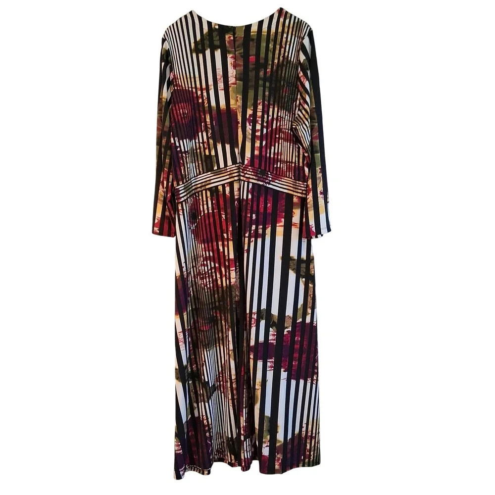 Ashley Stewart Plus Size Maxi Dress 22/24 Striped Floral Boho Wedding Guest - Picture 9 of 12